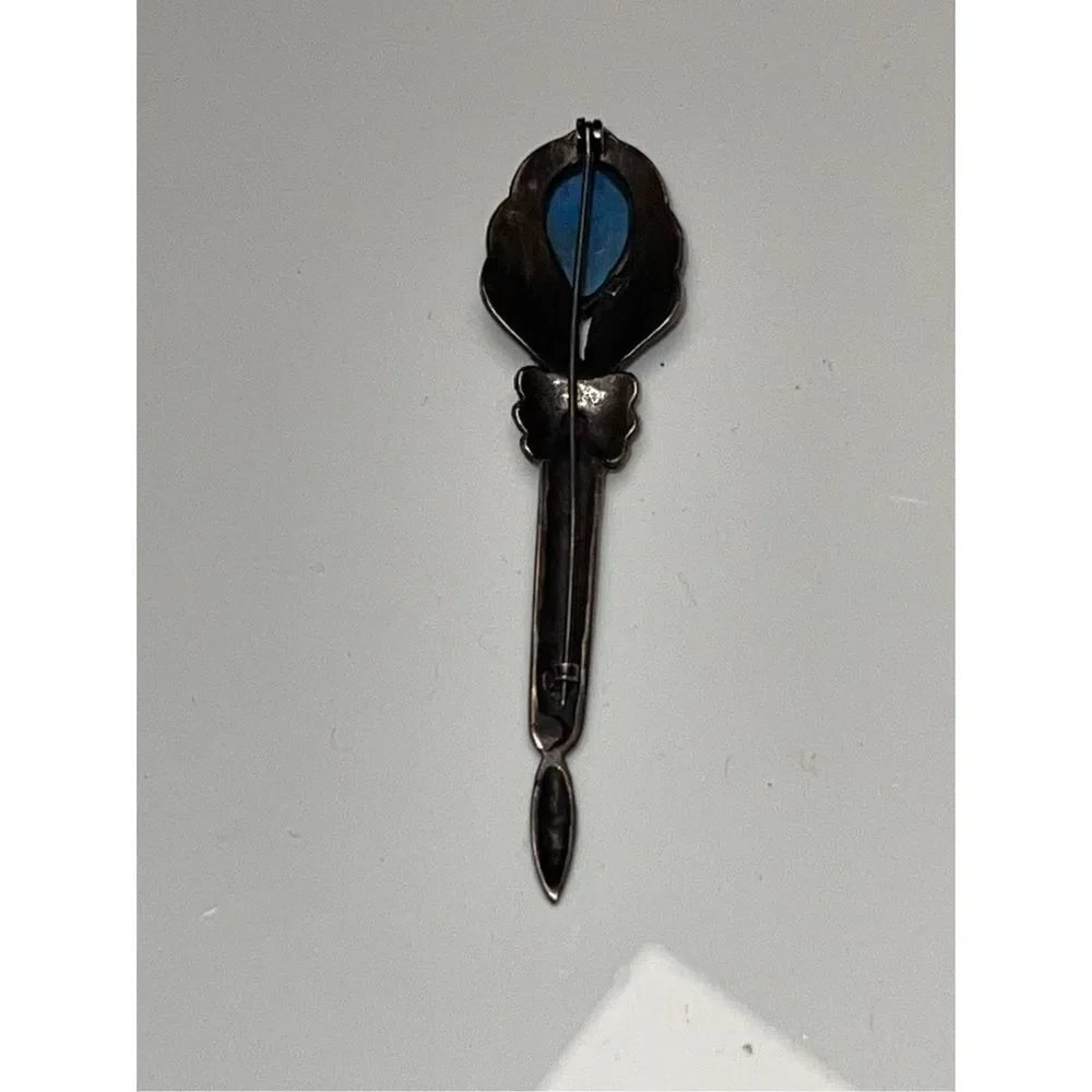 Antique Art Deco Marcasite Turquoise Pink Sapphire C-Clasp Pin Brooch